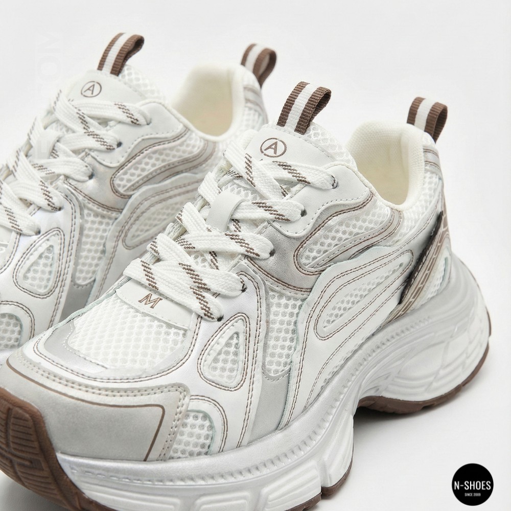 Модні кросівки Allsy Lonza 206907 yr16-1 white-brown 6150 в стилі Asics GEL-NYC