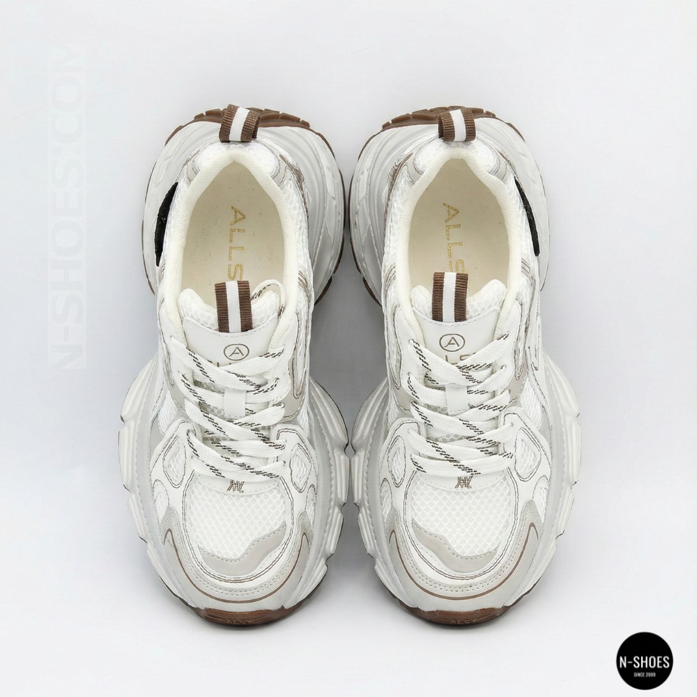 Модні кросівки Allsy Lonza 206907 yr16-1 white-brown 6150 в стилі Asics GEL-NYC