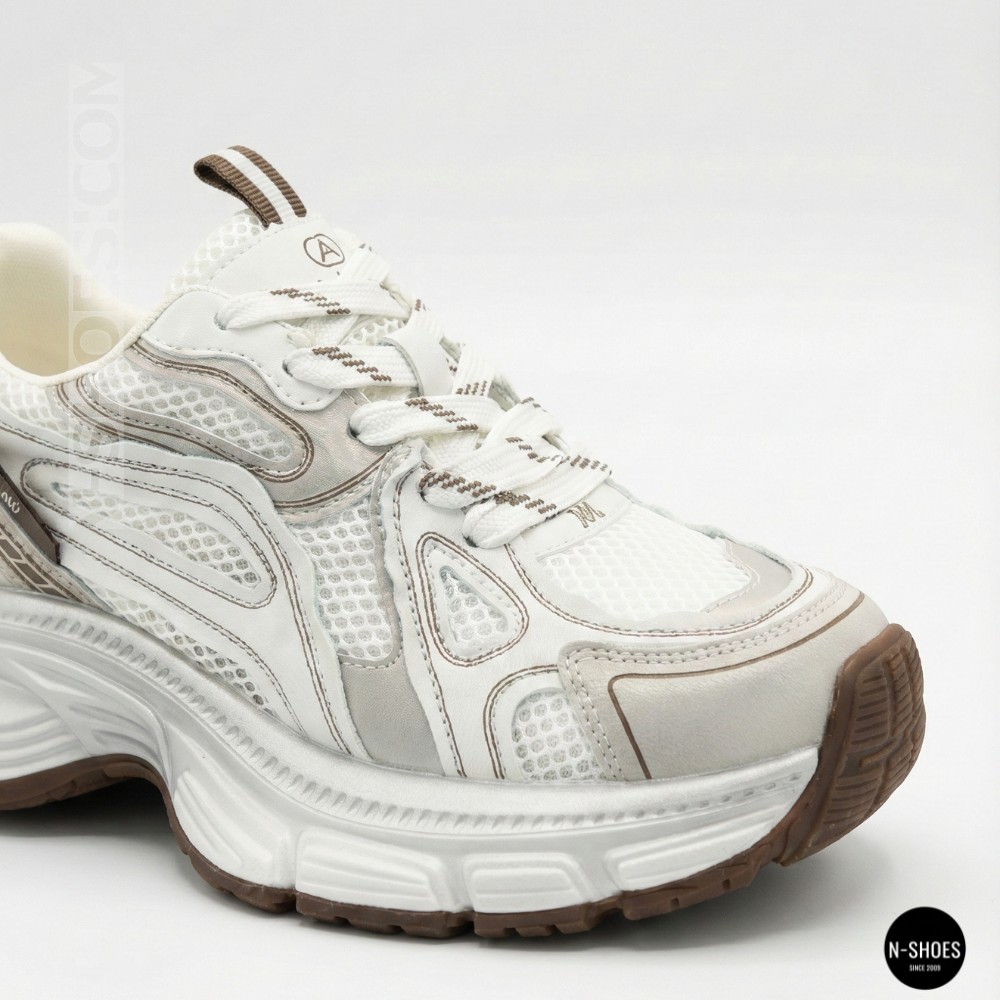 Модні кросівки Allsy Lonza 206907 yr16-1 white-brown 6150 в стилі Asics GEL-NYC