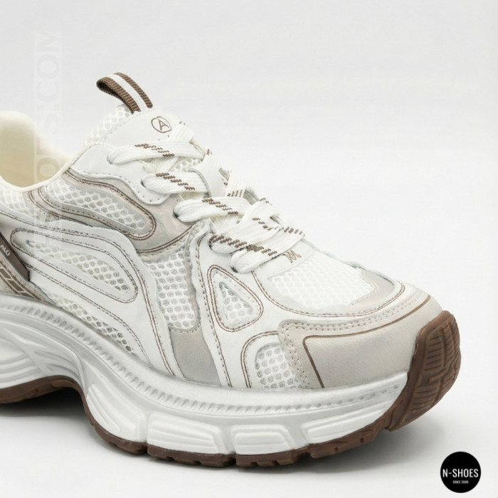 Модные женские кроссовки Allsy 206907 Lonza 212978 yr16-1 white-brown 6150 в стиле Asics GEL-NYC