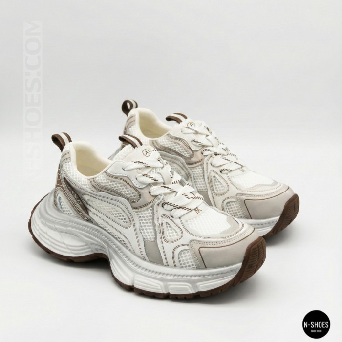 Модные женские кроссовки Allsy 206907 Lonza 212978 yr16-1 white-brown 6150 в стиле Asics GEL-NYC