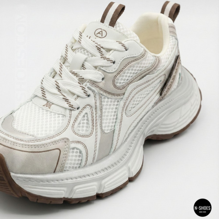 Модные женские кроссовки Allsy 206907 Lonza 212978 yr16-1 white-brown 6150 в стиле Asics GEL-NYC