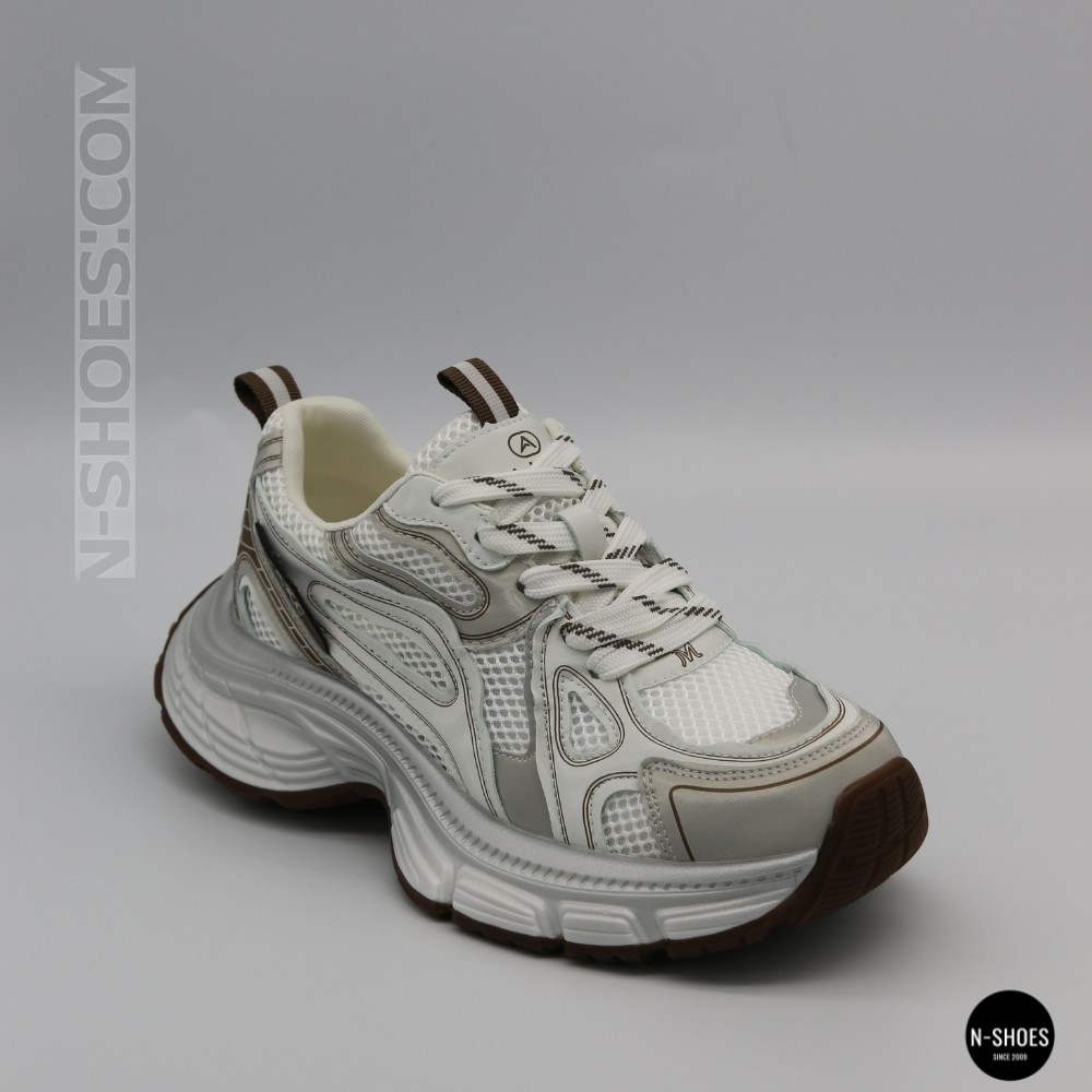 Модні кросівки Allsy Lonza 206907 yr16-1 white-brown 6150 в стилі Asics GEL-NYC