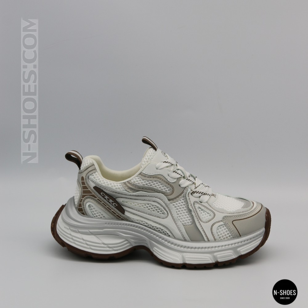 Модні кросівки Allsy Lonza 206907 yr16-1 white-brown 6150 в стилі Asics GEL-NYC
