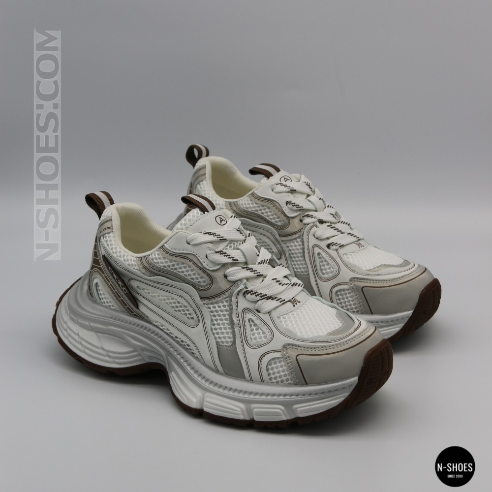 Модні кросівки Allsy Lonza 206907 yr16-1 white-brown 6150 в стилі Asics GEL-NYC