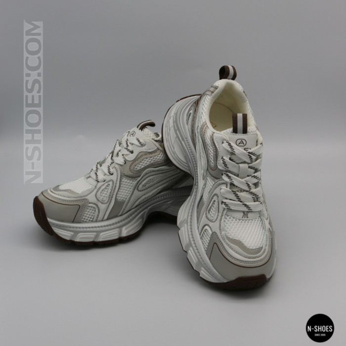 Модные женские кроссовки Allsy 206907 Lonza 212978 yr16-1 white-brown 6150 в стиле Asics GEL-NYC