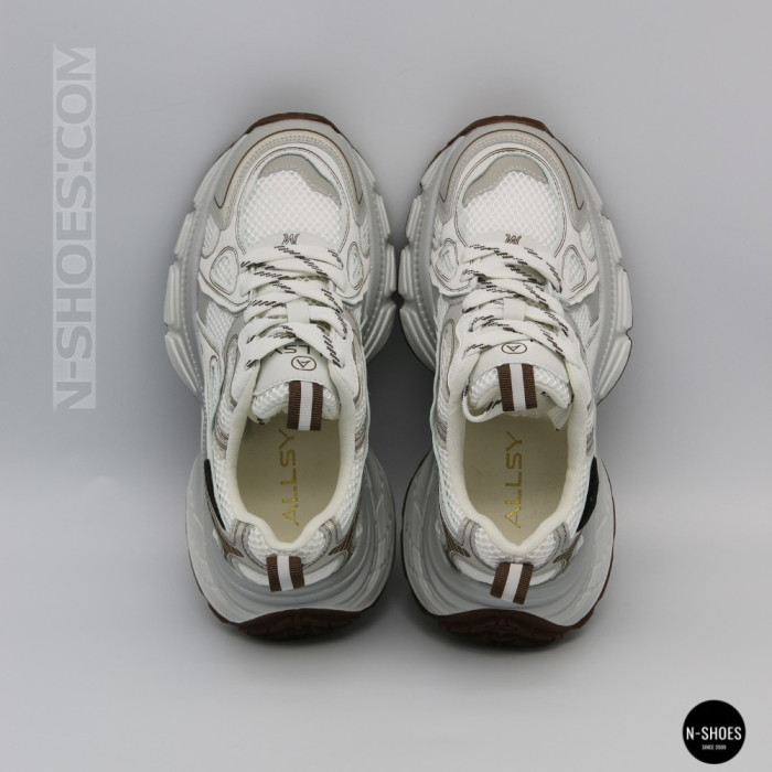 Модные женские кроссовки Allsy 206907 Lonza 212978 yr16-1 white-brown 6150 в стиле Asics GEL-NYC