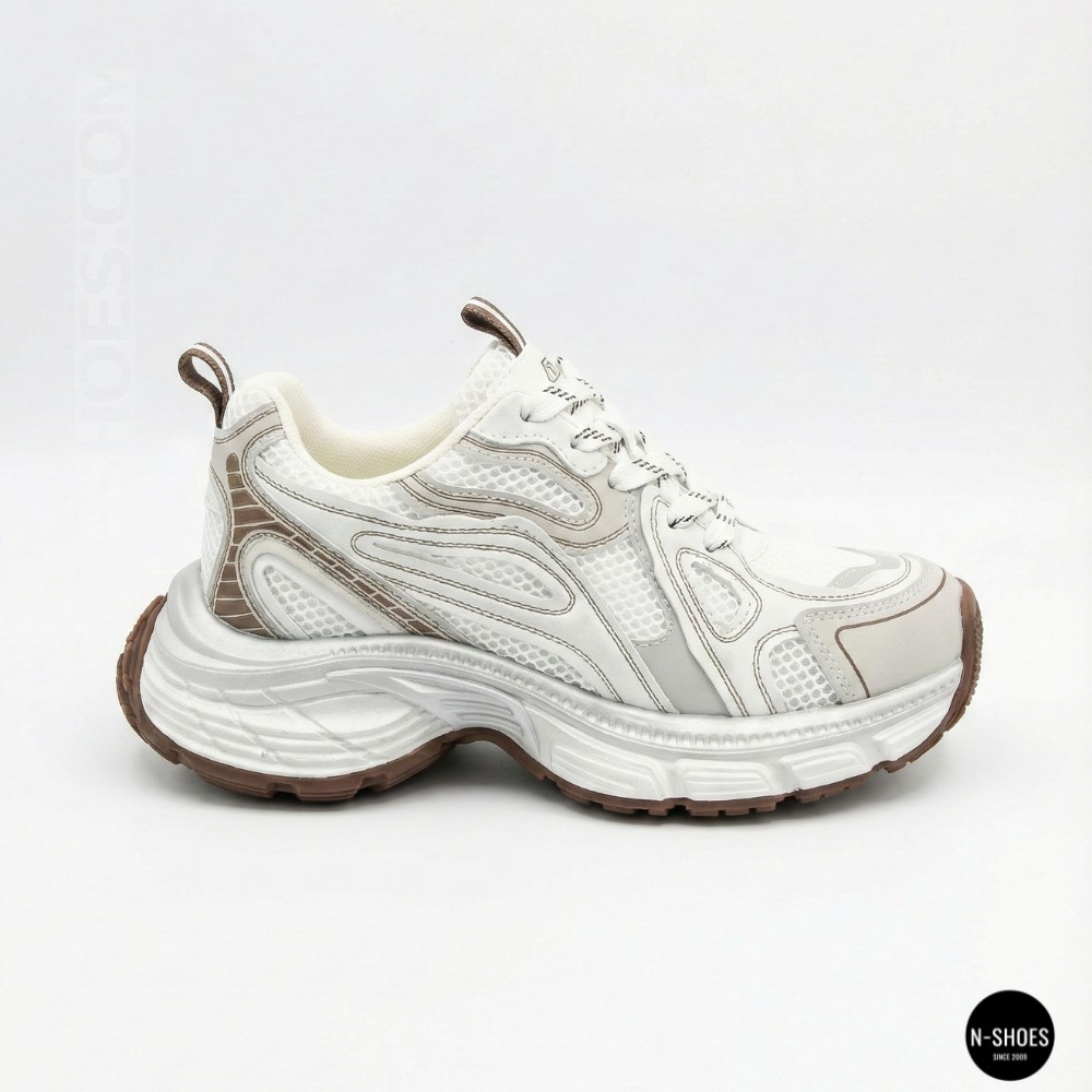 Модні кросівки Allsy Lonza 206907 yr16-1 white-brown 6150 в стилі Asics GEL-NYC