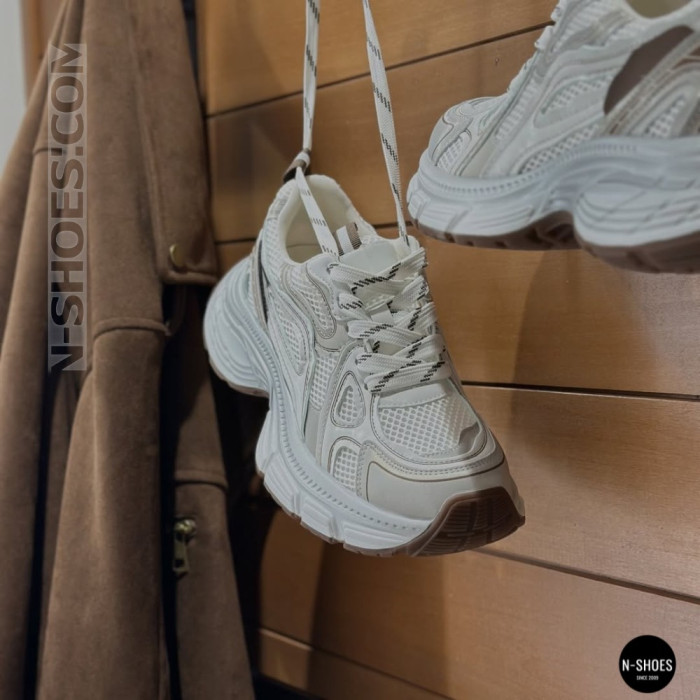 Модные женские кроссовки Allsy 206907 Lonza 212978 yr16-1 white-brown 6150 в стиле Asics GEL-NYC