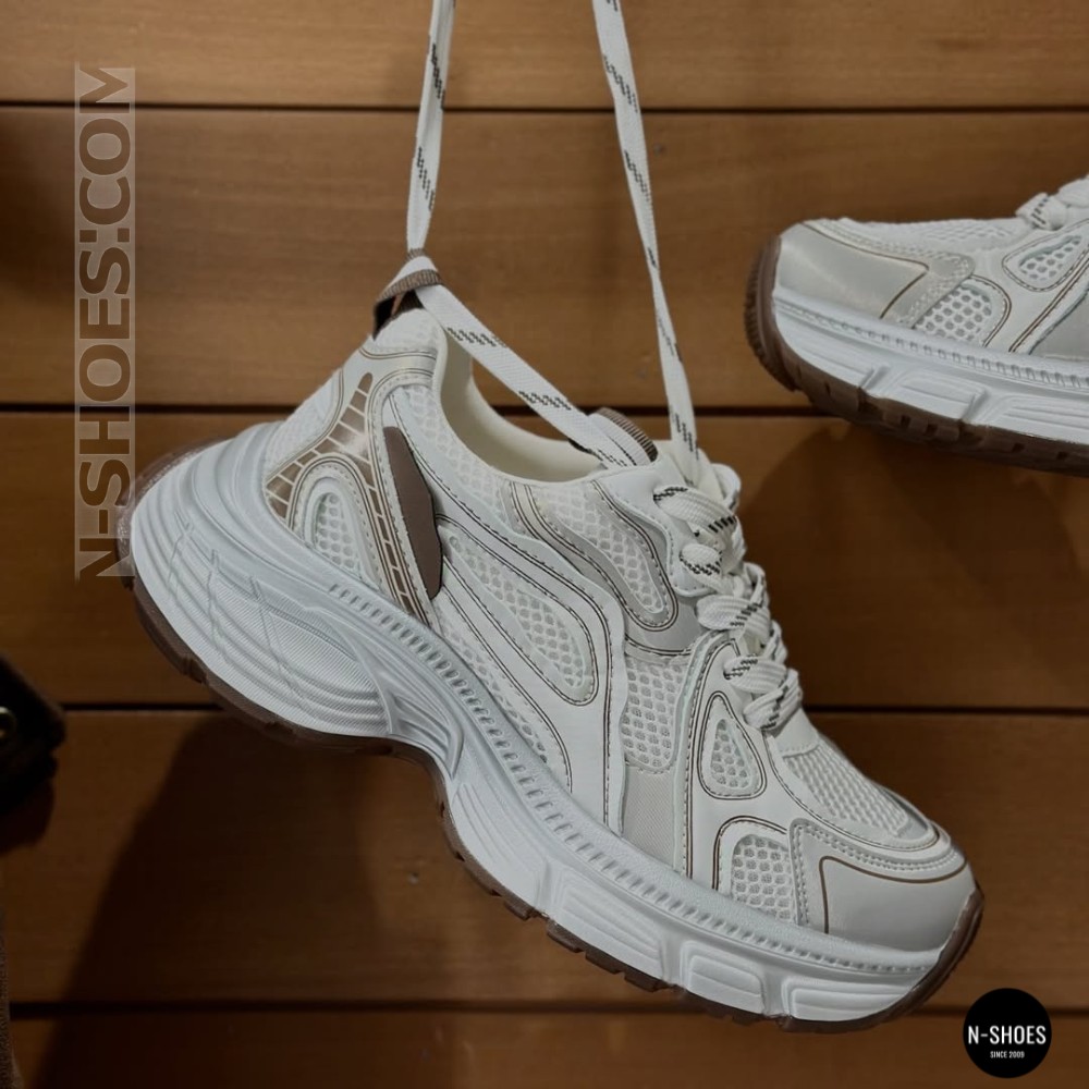 Модні кросівки Allsy 206907 Lonza 212978 yr16-1 white-brown 6150 в стилі Asics GEL-NYC