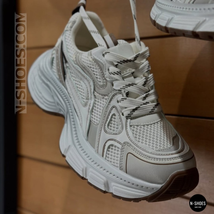 Модные женские кроссовки Allsy 206907 Lonza 212978 yr16-1 white-brown 6150 в стиле Asics GEL-NYC