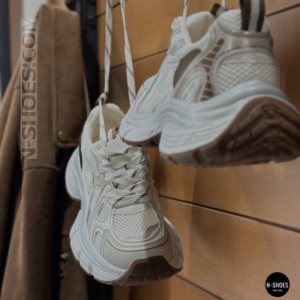 Модні кросівки Allsy 206907 Lonza 212978 yr16-1 white-brown 6150 в стилі Asics GEL-NYC