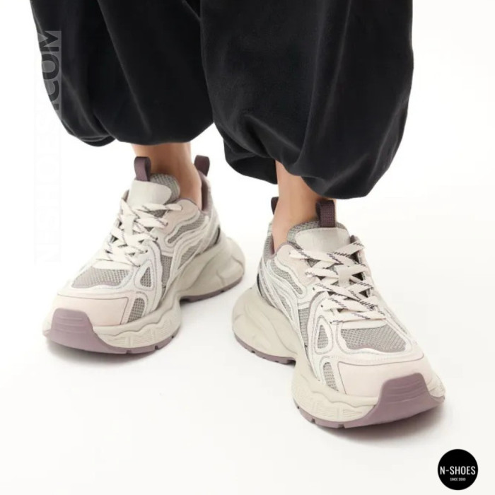 Модные женские кроссовки Allsy 206907 Lonza 212978 yr16-1 white-brown 6150 в стиле Asics GEL-NYC