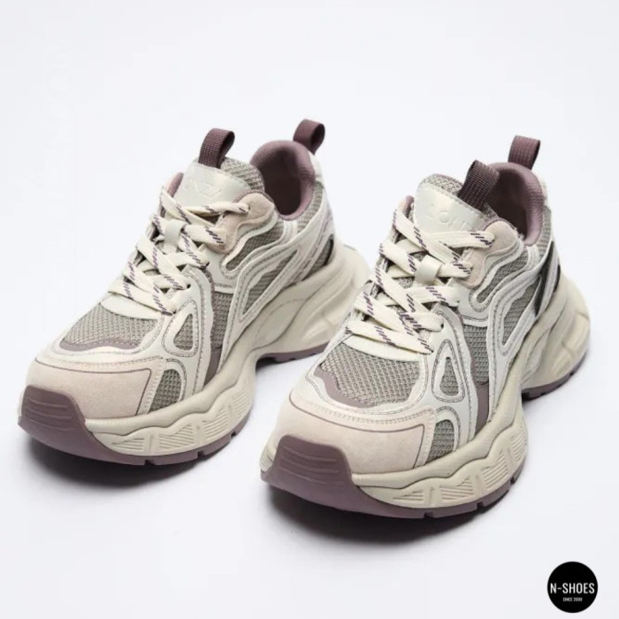 Модные женские кроссовки Allsy 206907 Lonza 212978 yr16-1 white-brown 6150 в стиле Asics GEL-NYC