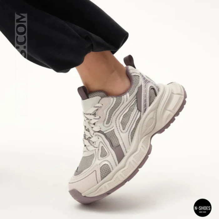Модные женские кроссовки Allsy 206907 Lonza 212978 yr16-1 white-brown 6150 в стиле Asics GEL-NYC