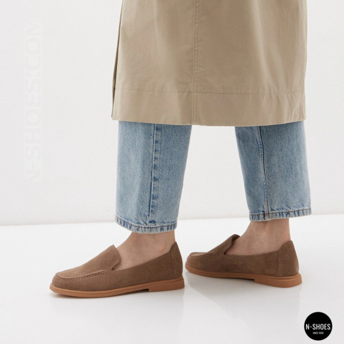 Женские замшевые лоферы Allsy Lonza 210945 v1197-g20-9 beige 6151 в стиле Canal Loafer от