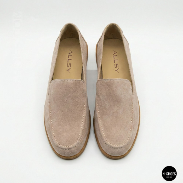 Женские замшевые лоферы Allsy Lonza 210945 v1197-g20-9 beige 6151 в стиле Canal Loafer от