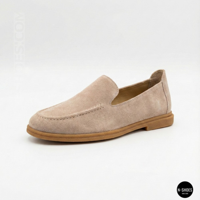 Женские замшевые лоферы Allsy Lonza 210945 v1197-g20-9 beige 6151 в стиле Canal Loafer от