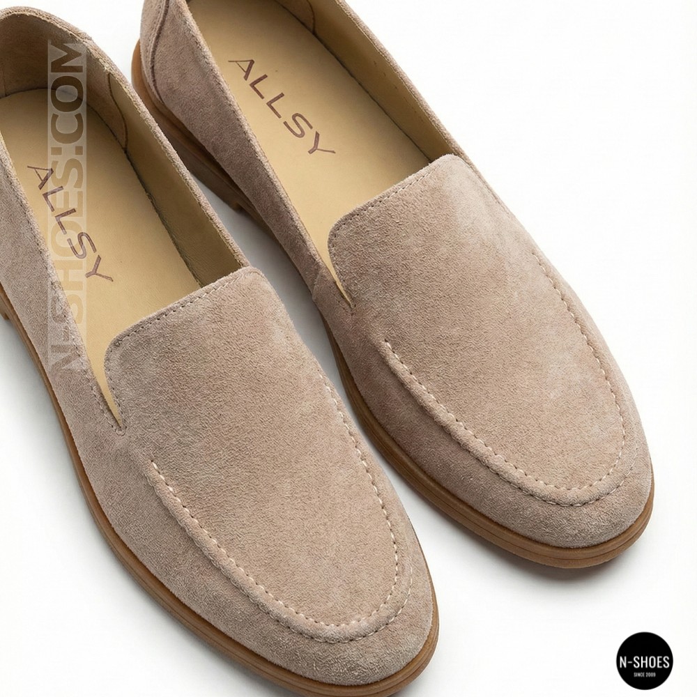 Жіночі замшеві лофери Allsy Lonza 210945 v1197-g20-9 beige 6151 у стилі Canal Loafer від бренду The Row