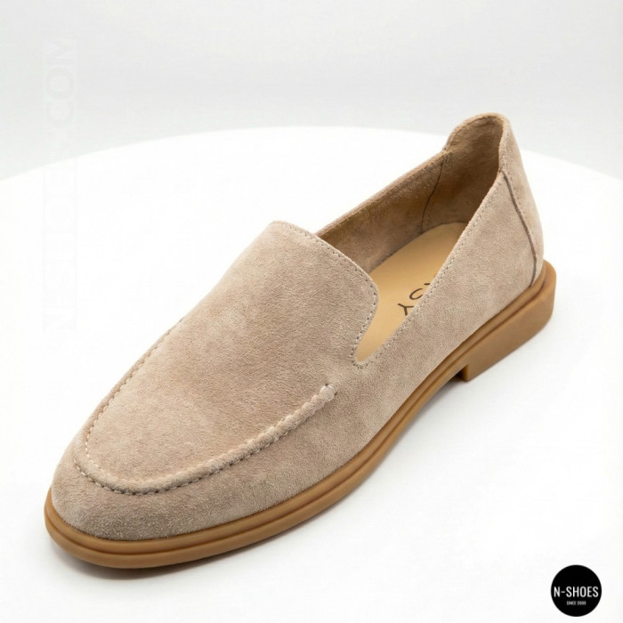 Женские замшевые лоферы Allsy Lonza 210945 v1197-g20-9 beige 6151 в стиле Canal Loafer от