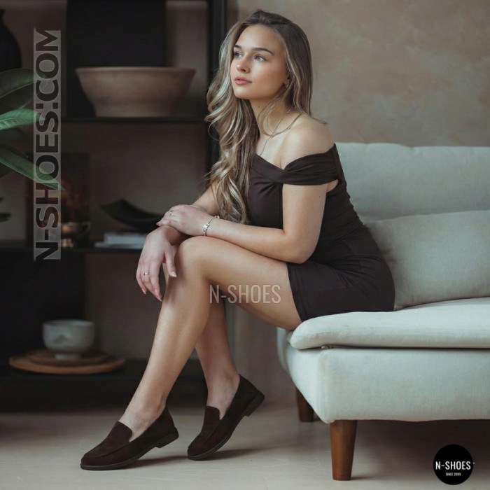 Замшеві шоколадні туфлі-лофери Allsy 210948 Lonza 212655 v1197-g20-15 brown 6152