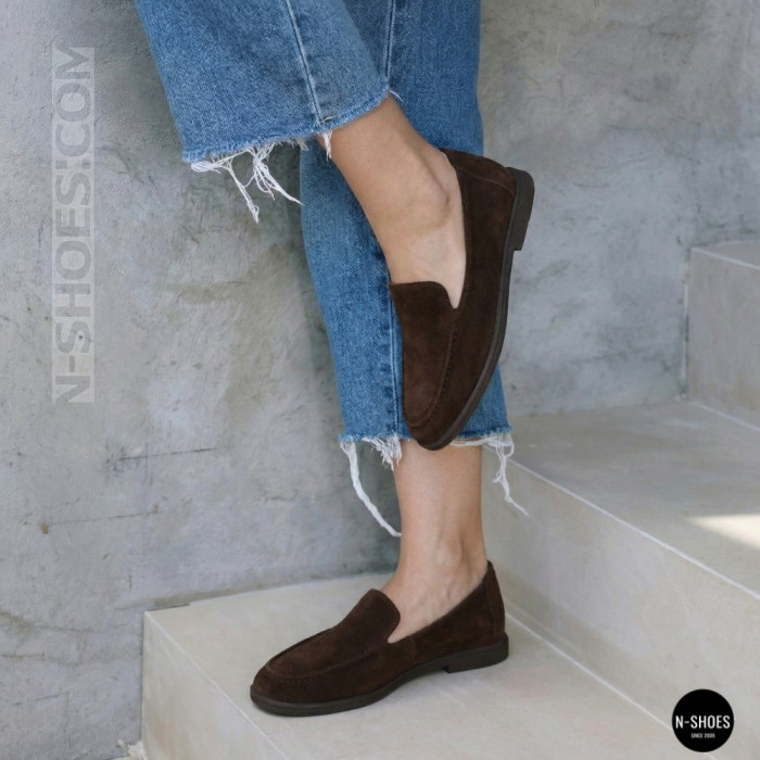 Женские шоколадные замшевые лоферы Allsy 210948 Lonza 212655 v1197-g20-15 brown 6152