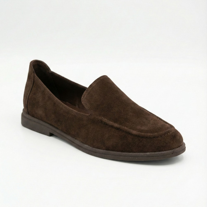 Женские шоколадные замшевые лоферы Allsy 210948 Lonza 212655 v1197-g20-15 brown 6152