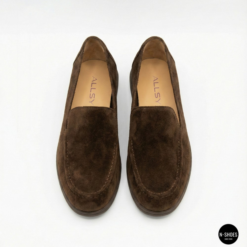 Замшеві шоколадні туфлі-лофери Allsy Lonza 210948 v1197-g20-15 brown 6152