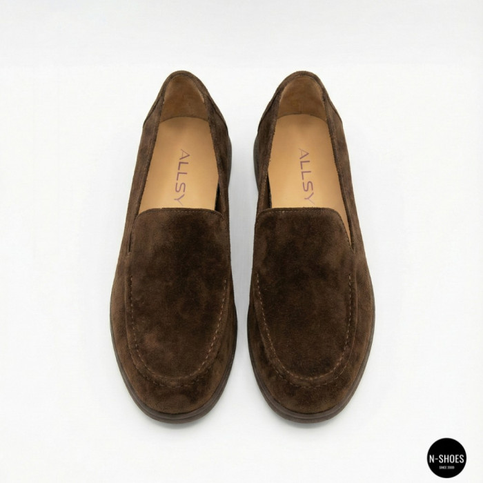 Женские шоколадные замшевые лоферы Allsy 210948 Lonza 212655 v1197-g20-15 brown 6152