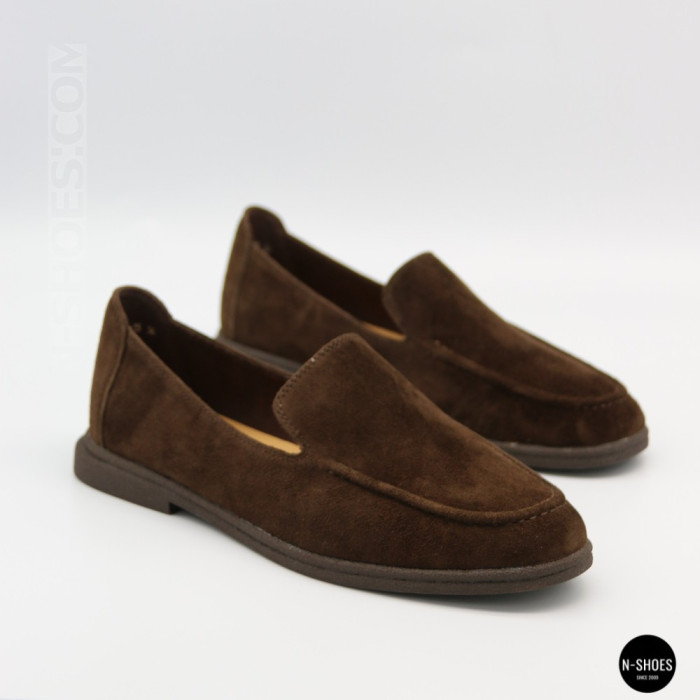 Женские шоколадные замшевые лоферы Allsy 210948 Lonza 212655 v1197-g20-15 brown 6152