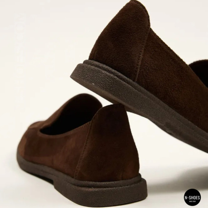 Женские шоколадные замшевые лоферы Allsy 210948 Lonza 212655 v1197-g20-15 brown 6152