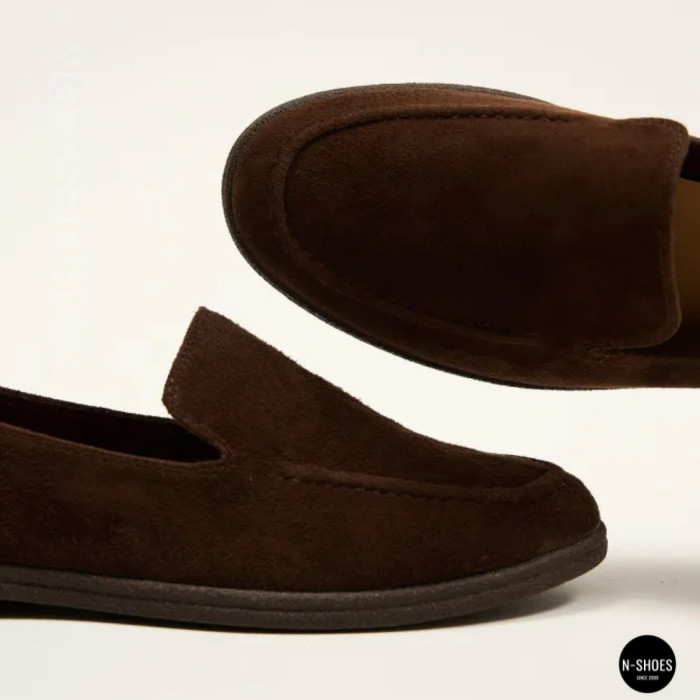 Женские шоколадные замшевые лоферы Allsy 210948 Lonza 212655 v1197-g20-15 brown 6152