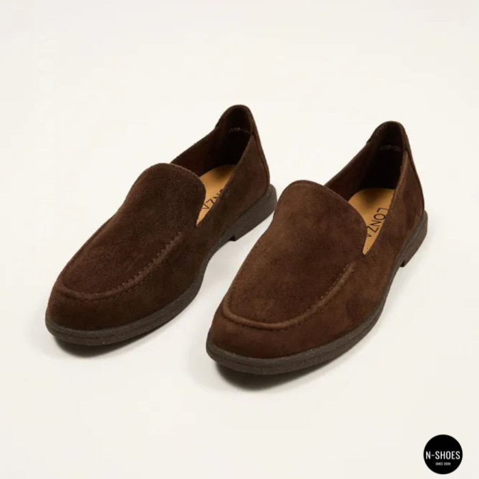 Женские шоколадные замшевые лоферы Allsy 210948 Lonza 212655 v1197-g20-15 brown 6152