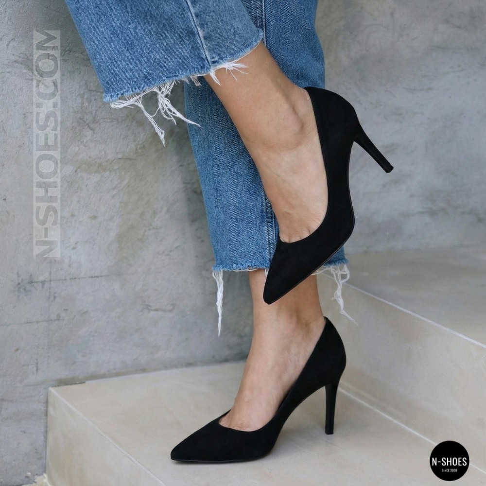 Жіночі чорні замшеві туфлі-човники на шпильці Fabio Monelli 208457 4l190-a242-015a black 6156