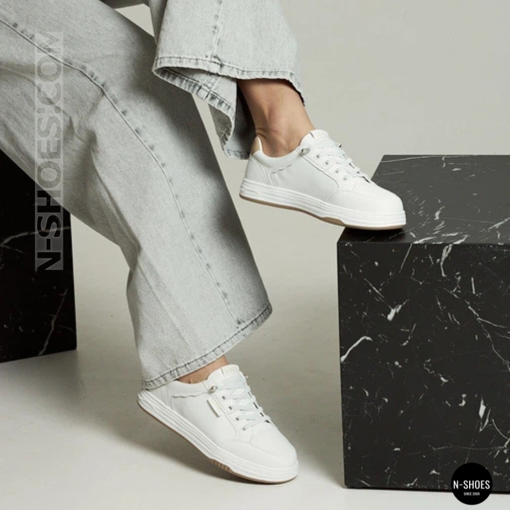 Жіночі білі шкіряні кеди на платформі Allse Lonza 206754 23276 White-Beige 6158