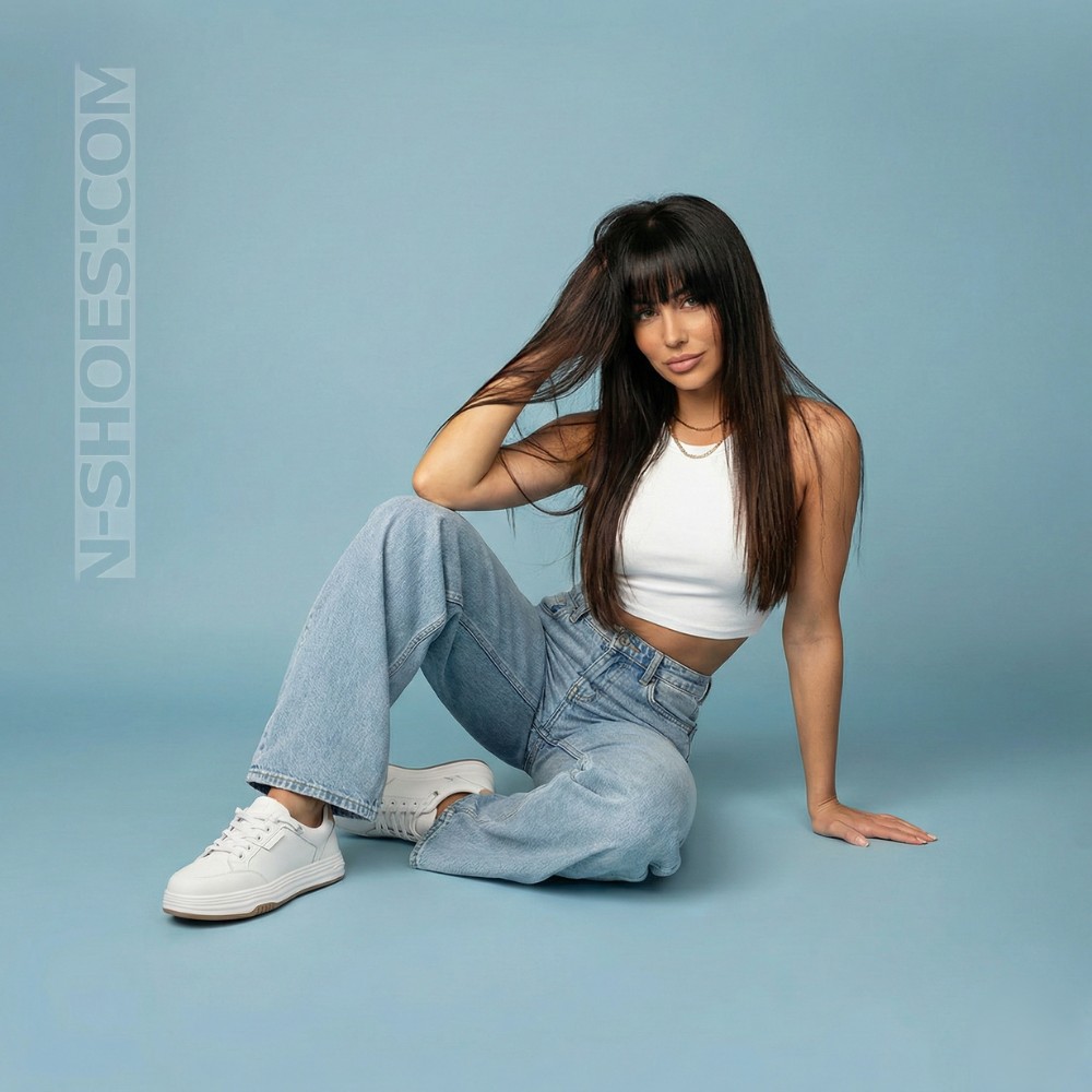 Жіночі білі шкіряні кеди на платформі Allse Lonza 206754 23276 White-Beige 6158