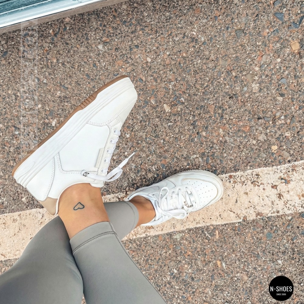 Жіночі білі шкіряні кеди на платформі Allse Lonza 206754 23276 White-Beige 6158