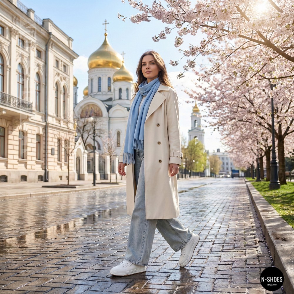 Жіночі білі шкіряні кеди на платформі Allse Lonza 206754 23276 White-Beige 6158