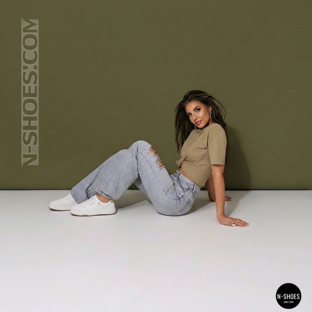 Жіночі білі шкіряні кеди на платформі Allse Lonza 206754 23276 White-Beige 6158