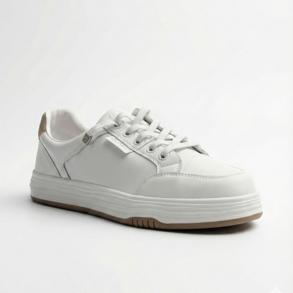 Жіночі білі шкіряні кеди на платформі Allse Lonza 206754 23276 White-Beige 6158