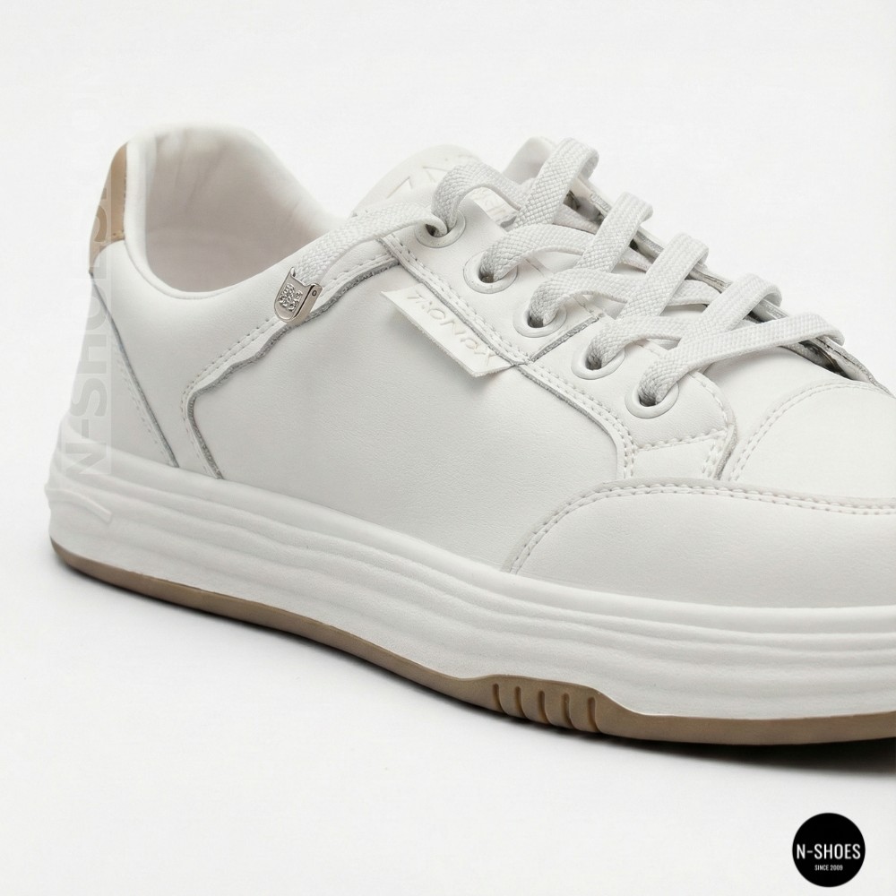 Жіночі білі шкіряні кеди на платформі Allse Lonza 206754 23276 White-Beige 6158