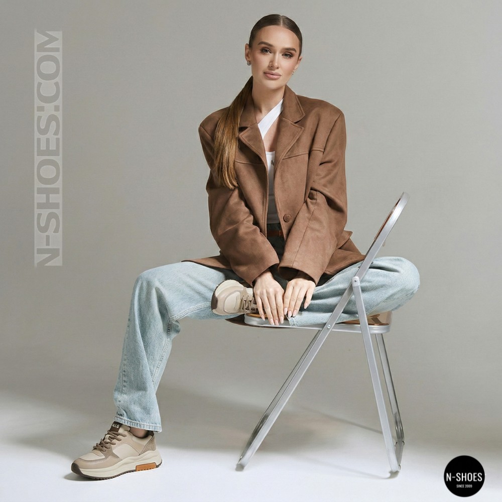 Жіночі шкіряні кросівки Allsy 207671 512-662977-3 BEIGE AY 6159