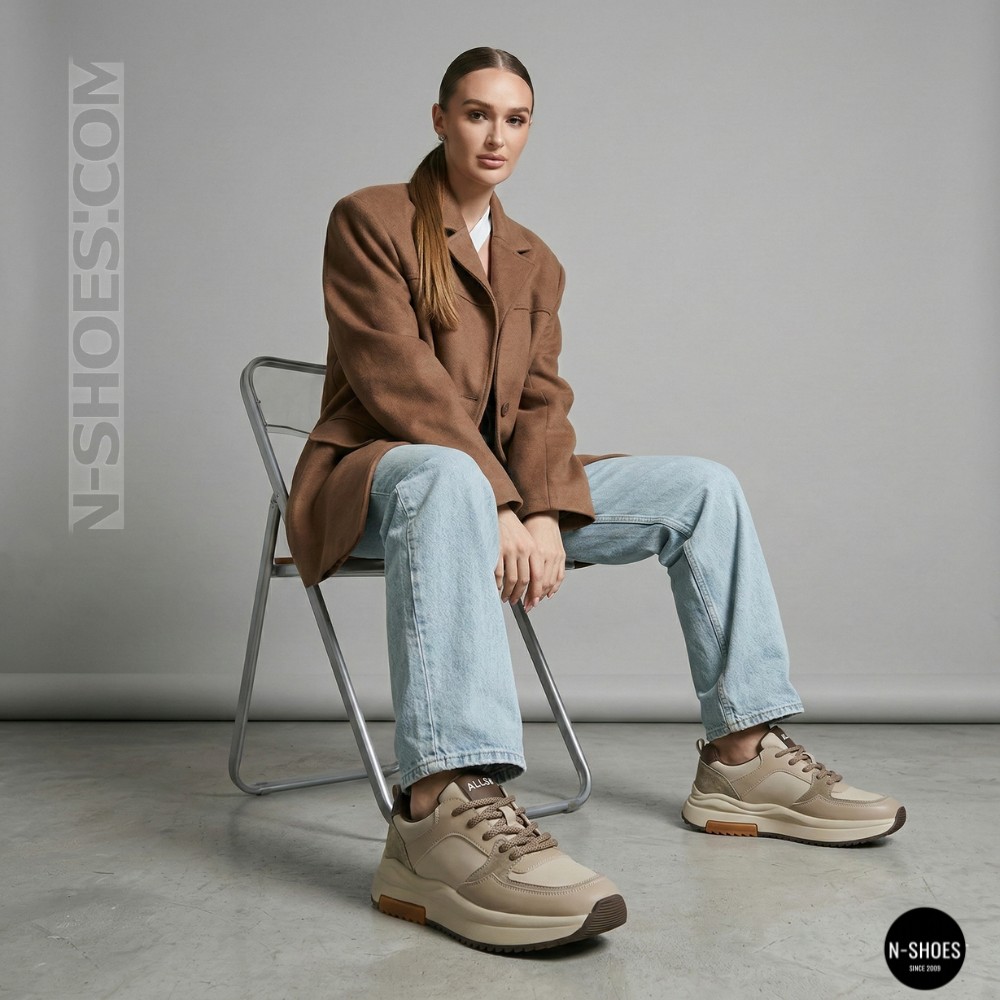 Жіночі шкіряні кросівки Allsy 207671 512-662977-3 BEIGE AY 6159