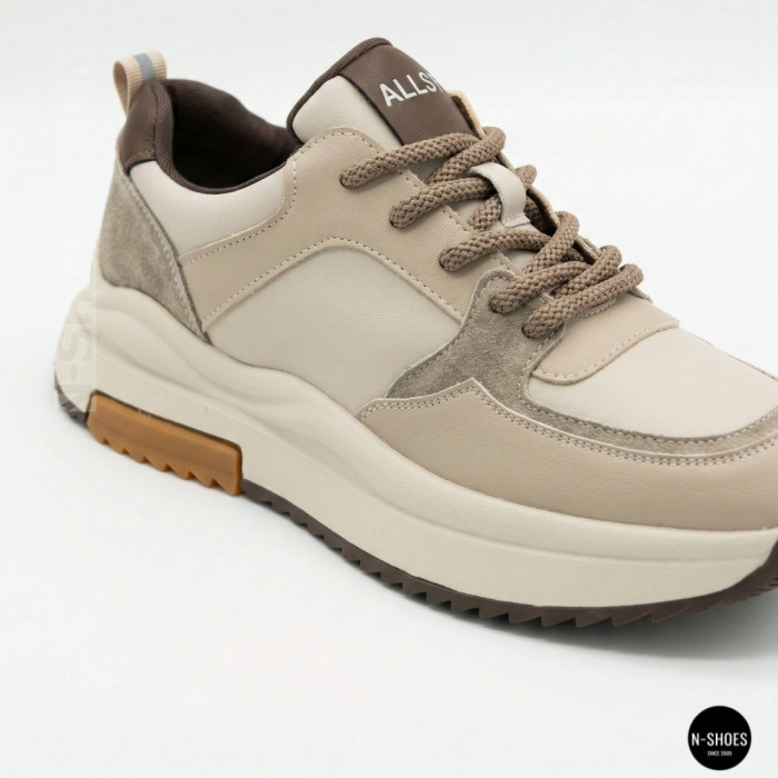Женские кожаные кроссовки Allsy 207671 215984 512-662977-3 BEIGE 6159