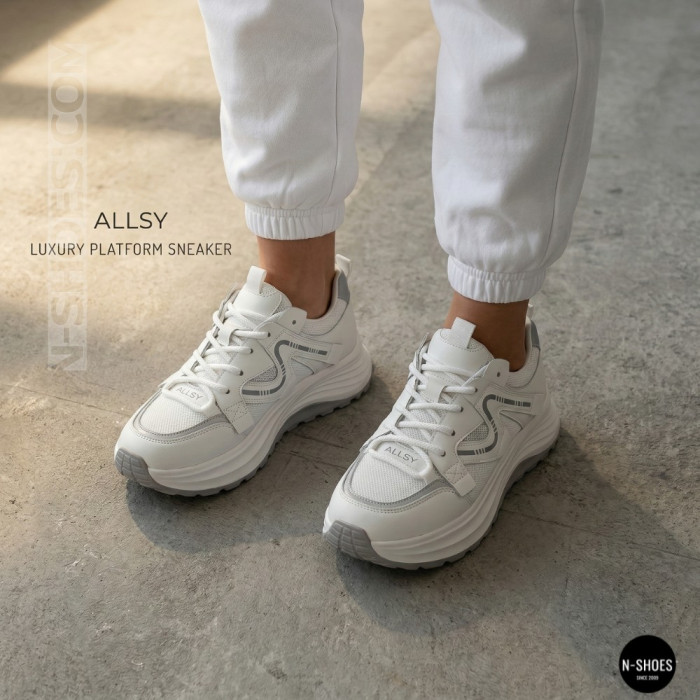 Белые женские кроссовки Allsy Lonza 206898 yr10-1 (white-grey) 6162 в стиле Chunky Sneakers