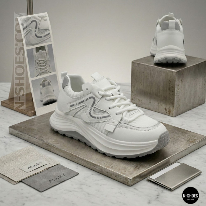 Белые женские кроссовки Allsy Lonza 206898 yr10-1 (white-grey) 6162 в стиле Chunky Sneakers