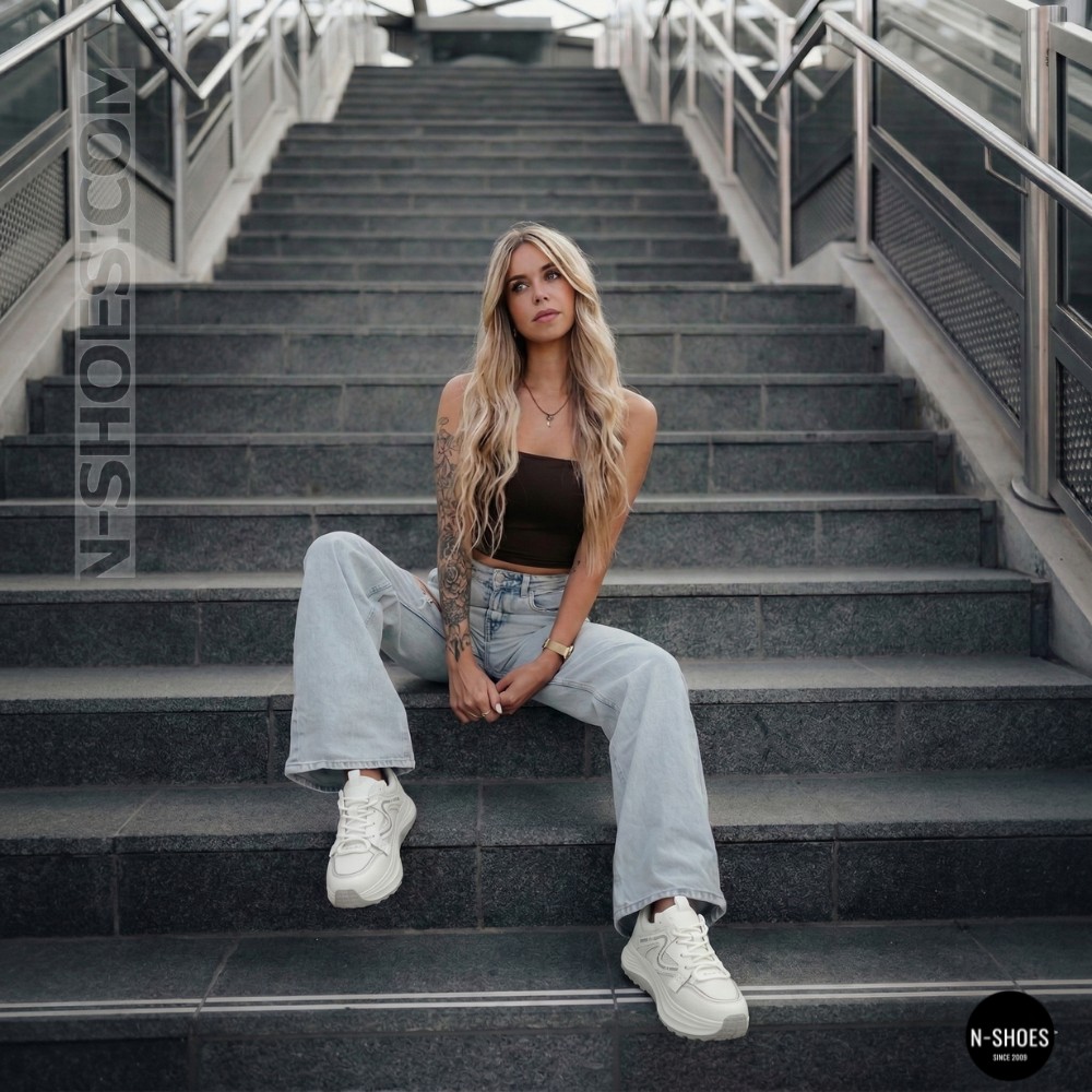 Білі жіночі кросівки Allsy Lonza 206898 yr10-1 (white-grey) 6162 у стилі Chunky Sneakers