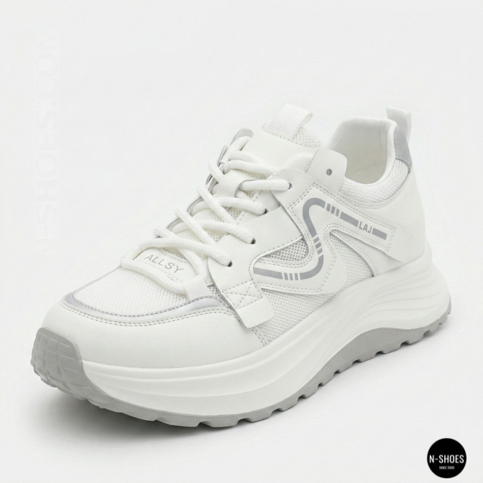 Белые женские кроссовки Allsy Lonza 206898 yr10-1 (white-grey) 6162 в стиле Chunky Sneakers