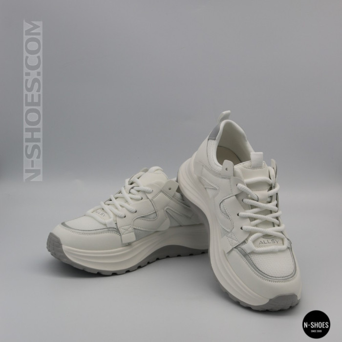 Белые женские кроссовки Allsy Lonza 206898 yr10-1 (white-grey) 6162 в стиле Chunky Sneakers