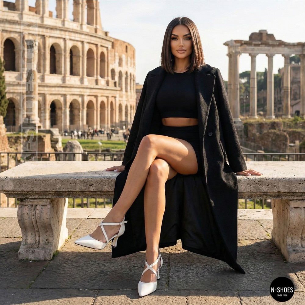 Жіночі білі туфлі-босоніжки Fabio Monelli на французькому підборі 207657 22A649-A288-YP1035TS WHITE FM 6168